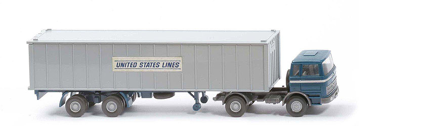 MB LPS 1620 Container-Sattelzug I - UNITED STATES LINES ozeanblau / staubgrau - 523/9b
