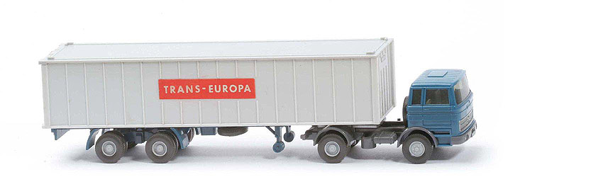 MB LPS 1620 Container-Sattelzug I (II) - TRANS-EUROPA azurblau / staubgrau - 523/7e