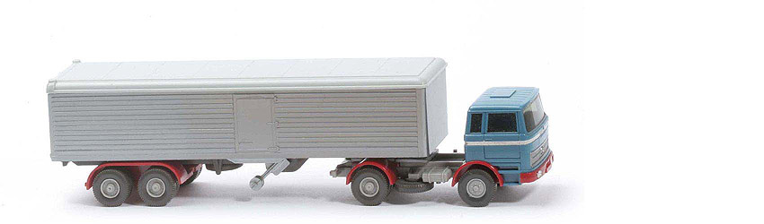 MB LPS 1620 Großraum-Sattelzug - hellazurblau / Kotfl. weinrot - 524/1a - ee