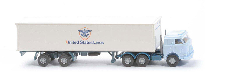 US-Zugmaschine Container-Sattelzug - United States Lines mit Frontdruck, weißblau - United States Lines (2) ~