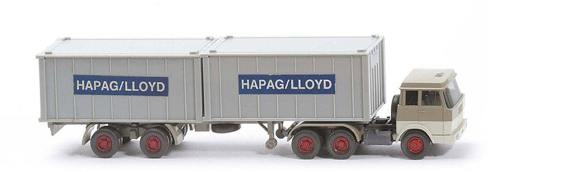 Hanomag-Henschel Container-Sattelzug - Hapag-Lloyd 2 x 20 ft , olivgrau/perlweiß - 521/5b