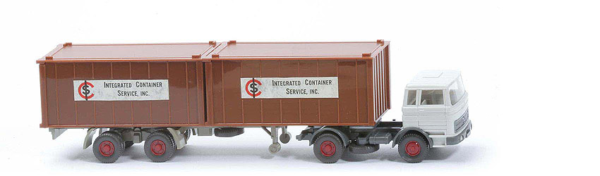 MB LPS 1620 Container-Sattelzug - ICS  Container dunkellehmbraun - ICS ~