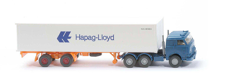 US-Zugmaschine Container-Sattelzug - Hapag-Lloyd 1 x 40 ft, capriblau - Hapag-Lloyd 11 ?