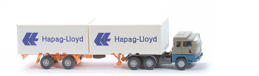 Magirus 235 D Container-Sattelzug - Hapag-Lloyd 2 x 20 ft , olivgrau / azurblau - Hapag-Lloyd 2 ?