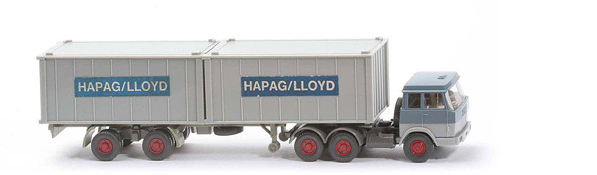 Hanomag-Henschel Container-Sattelzug - Hapag-Lloyd 2 x 20 ft , graublau/silbergrau - 521/5b