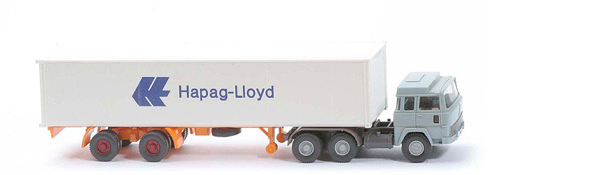 Magirus 235 D Container-Sattelzug - Hapag-Lloyd 1 x 40 ft, hellblaugrau - Hapag-Lloyd 2c