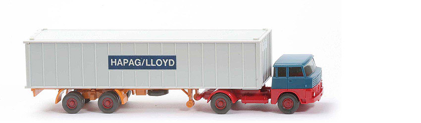 Henschel HS 14 Container-Sattelzug - Kabine azurblau/rot, Bolzen stark, 5 Felder - Hapag-Lloyd - ?