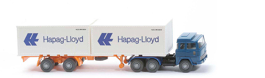 Magirus 235 D Container-Sattelzug - Hapag-Lloyd 2 x 20 ft , capriblau - Hapag-Lloyd 2d