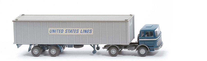 MB LPS 1620 Container-Sattelzug I - UNITED STATES LINES ozeanblau / staubgrau - 523/9b