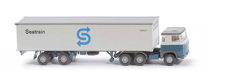 Scania 110 Container-Sattelzug - SEATRAIN altweiß/azurblau Frontdruck - Seatrain