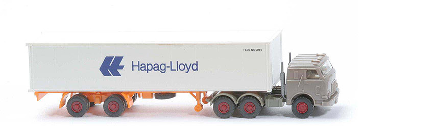 US-Zugmaschine Container-Sattelzug - Hapag-Lloyd 1 x 40 ft, graubeige - Hapag-Lloyd 11a