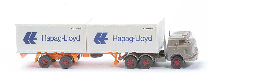 US-Zugmaschine Container-Sattelzug - Hapag-Lloyd 2 x 20 ft , graubeige - Hapag-Lloyd 11a