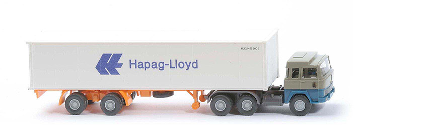 Magirus 235 D Container-Sattelzug - Hapag-Lloyd 1 x 40 ft, olivgrau / azurblau mit Nr. - Hapag-Lloyd 2 ?