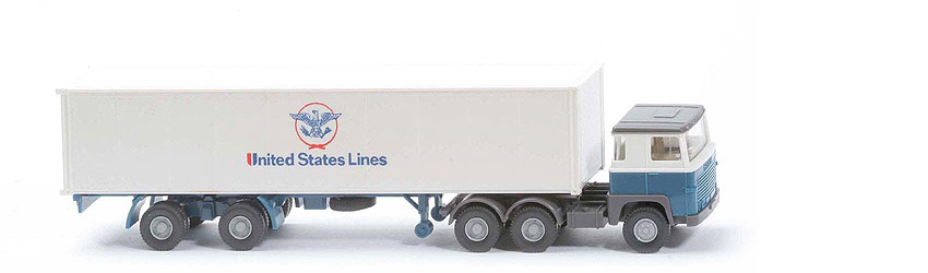 Scania 111  Container-Sattelzug - United States Lines / Kab oben weiß - 520/41b