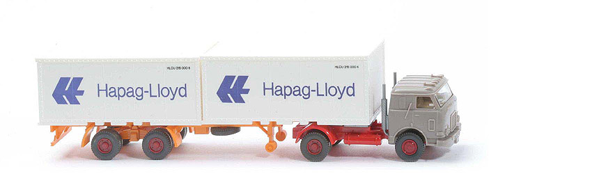 US-Zugmaschine Container-Sattelzug - Hapag-Lloyd 2 x 20 ft , 2-achsig, graubeige - Hapag-Lloyd 10