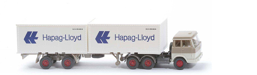 Hanomag-Henschel Container-Sattelzug - Hapag-Lloyd 2 x 20 ft , graubeige/grauweiß - 521/14a