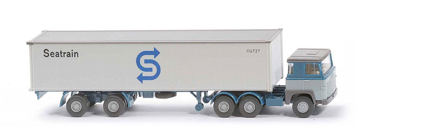 Scania 111  Container-Sattelzug - SEATRAIN  azurblau  / hellblaugrau - 520/40d