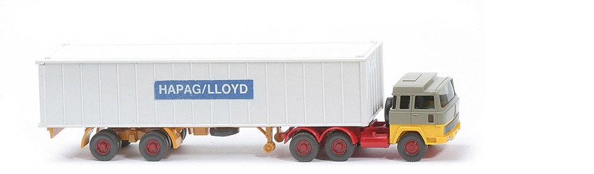 Magirus 235 D Container-Sattelzug - Hapag-Lloyd 1 x 40 ft, olivgrau / gelb - Hapag-Lloyd 2 ?
