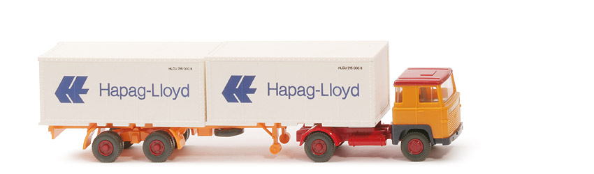 Scania 110 Container-Sattelzug - Hapag-Lloyd melonengelb / melonengelb - Hapag-Lloyd 8c