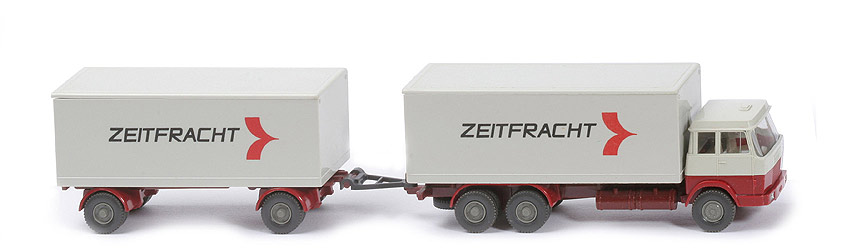 Hanomag Henschel Kofferlastzug - Zeitfracht, FH perlweiß/hellbraunrot, Koffer grauweiß/grauweiß - 440/7k