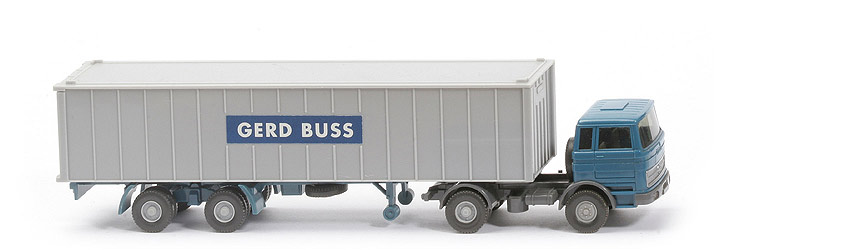 MB LPS 1620 Container-Sattelzug II - Gerd Buss, azurblau / basaltgrau - Buss