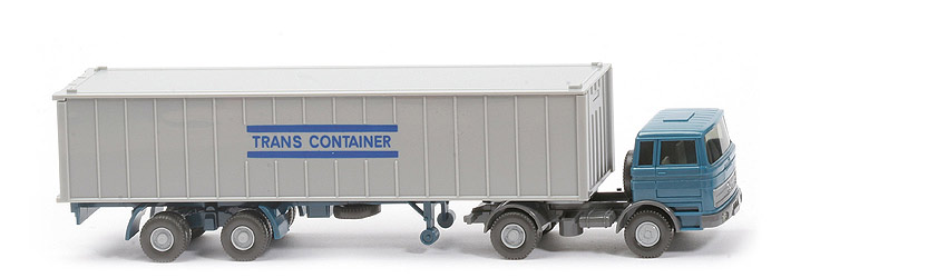 MB LPS 1620 Container-Sattelzug II - TRANS CONTAINER blau (Druck), azurblau / basaltgrau - 523/14a