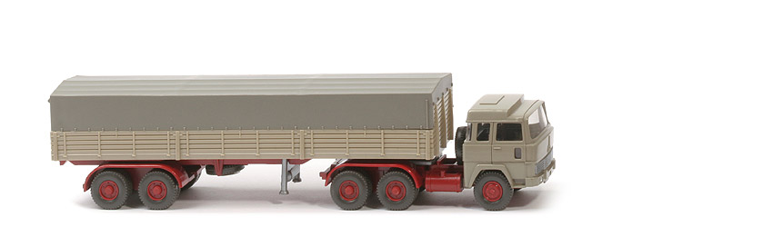 Magirus 235 D Pritschen-Sattelzug - FH olivgrau, Auflieger gelbgrau, Plane steingrau - 516/4 ?