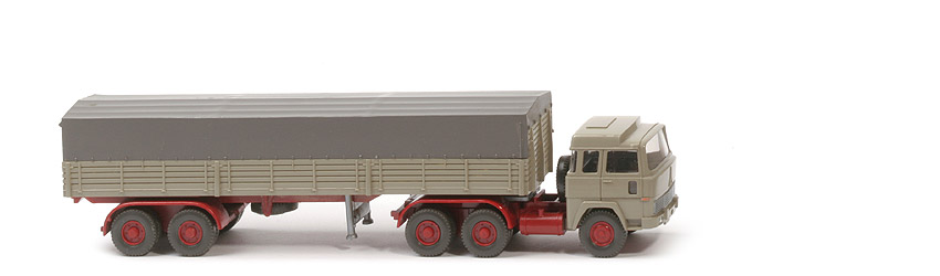 Magirus 235 D Pritschen-Sattelzug - Aufbau olivgrau, Plane basaltgrau - 516/4d