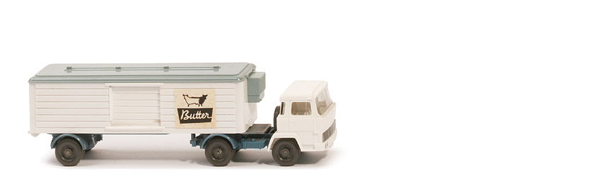 Magirus 100 D7 Kühlsattelzug - ZM: CH azurblau, Aufl.: Dach hellgraublau, CH mattgraublau - 527/1a