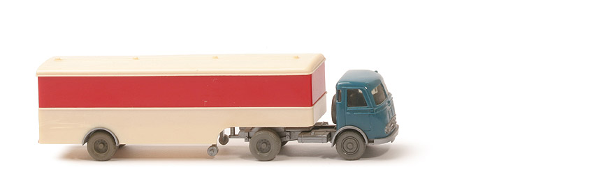 MB LPS 332 Pullman - Großer Koffer-Sattelzug - unbeschriftet - FH azurblau - Aufl. rot / cremeweiß - 513/1?