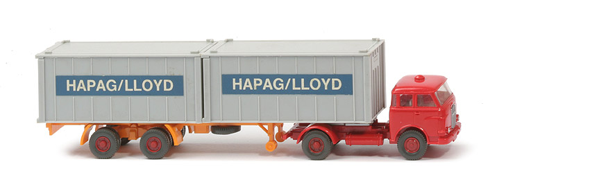 MAN 10.230 Container-Sattelzug HL - FH, CH rot, KöBo stark, Aufl. glasiges orangegelb - Hapag-Lloyd 1?