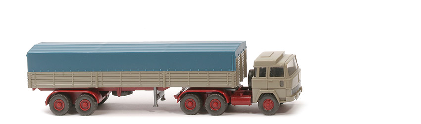 Magirus 235 D Pritschen-Sattelzug - Aufbau olivgrau, Plane azurblau - 516/4d