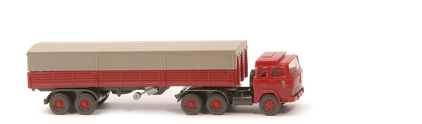 Magirus 235 D Pritschen-Sattelzug - Aufbau hellbraunrot, Stützen beweglich - 516/1