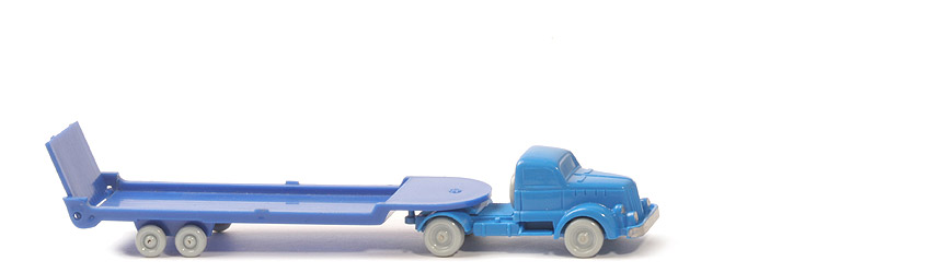 White Rollachser Alter Tieflade-Sattelzug - ZM himmelblau, Auflieger ultramarin - 490/2aa
