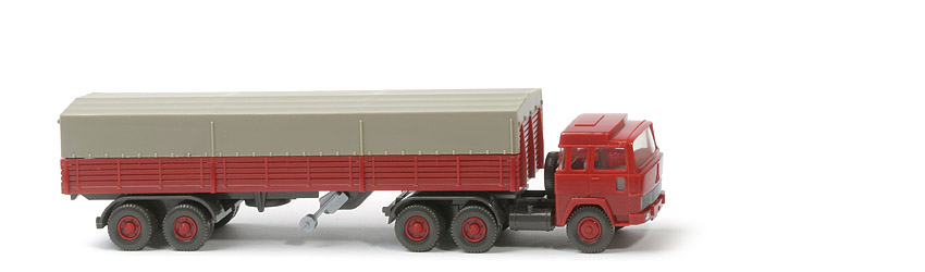 Magirus 235 D Pritschen-Sattelzug - Aufbau hellbraunrot, Stützen beweglich - 516/1