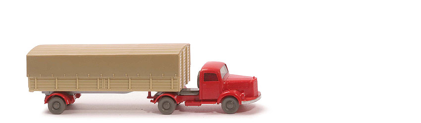 MB L 3500 S Alter Pritschen-Sattelzug - ZM rot mit Blinkern, Aufl. grünbeige - 510/4b