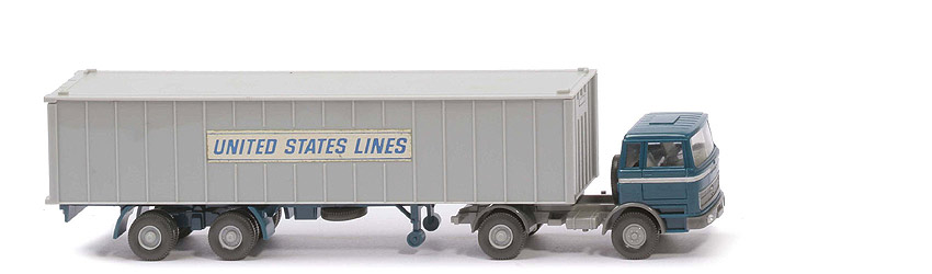 MB LPS 1620 Container-Sattelzug I - UNITED STATES LINES  FH ozeanblau, CH dunkelsilbergrau - 523/9b