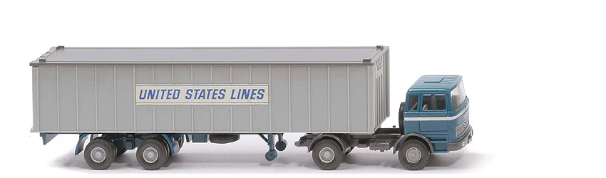 MB LPS 1620 Container-Sattelzug I - UNITED STATES LINES  FH azurblau, CH staubgrau - 523/9d