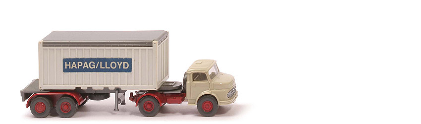 MB LS 1413 Container-Sattelzug 20 ft - Hapag-Lloyd OT, hellgelbgrau / Cont. altweiß - 526/8 ?