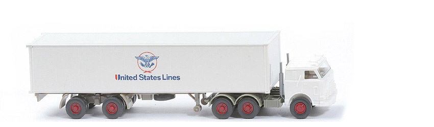 US-Zugmaschine Container-Sattelzug - United States Lines, weiß, Cont.-Dach altweiß - 520/38c
