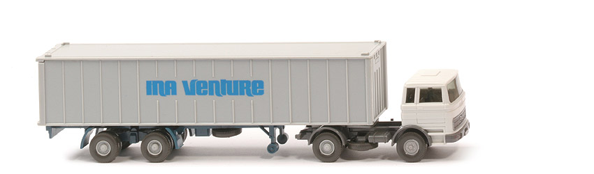 MB LPS 1620 Container-Sattelzug II - INA VENTURE altweiß / basaltgrau - 523/16b
