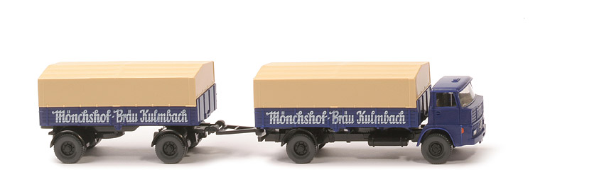 Henschel F 140 L Pritschen-Lkw (2013 ff.)  - Mönchshof-Bräu Kulmbach, mit Anhänger - nicht erfasst