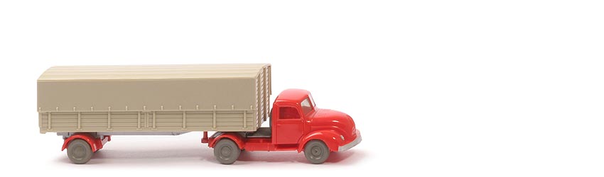 Magirus S 3500 Alter Pritschen-Sattelzug - ZM orangerot, Aufl. hellgelbgrau - 510/1 ?