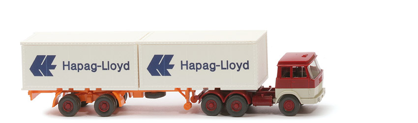 Hanomag-Henschel Container-Sattelzug - Hapag-Lloyd 2 x 20 ft , hellbraunrot/perlweiß - Hapag-Lloyd 4 ?