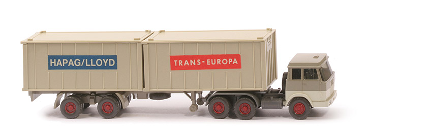 Hanomag-Henschel Container-Sattelzug - Hapag-Lloyd 2 x 20 ft , olivgrau/perlweiß - 521/5a