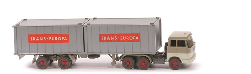Hanomag-Henschel Container-Sattelzug - Hapag-Lloyd 2 x 20 ft , olivgrau/perlweiß - 521/5a