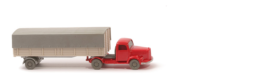 MB L 3500 S Alter Pritschen-Sattelzug - ZM rot, Aufl. hellelfenbein - 510/3b