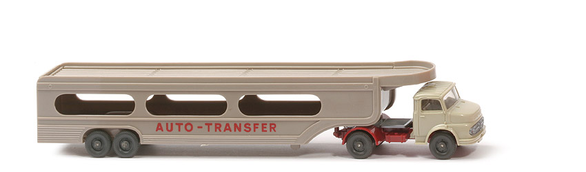 MB 1413 PKW-Transporter Auto-Transfer - FH hellgelbgrau, Aufl. graubeige, Druck rot - 580/12e ~