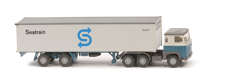Scania 110 Container-Sattelzug - SEATRAIN weiß/azurblau Frontdruck - Seatrain