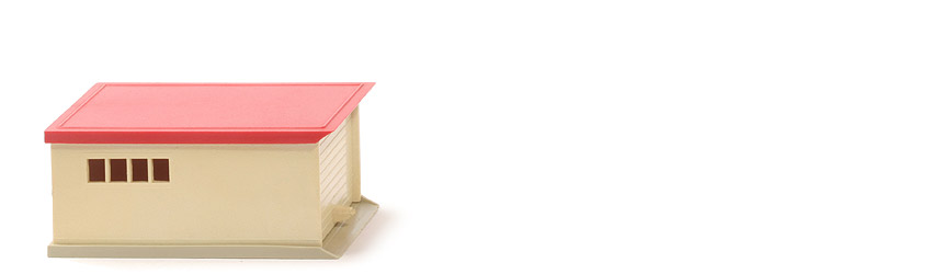 PKW Garage - Dach rot, Seiten weiß (gilb), Boden hellgelbgrau, WM o. Kreis - 1140/6a